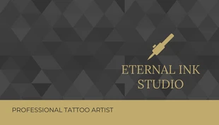 Free  Template: Cartão de visita de tatuagem minimalista com padrão preto e dourado