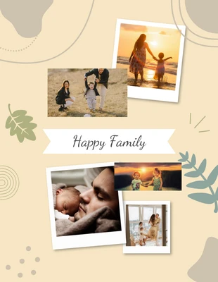 Free  Template: Collage d'amour familial floral beige et marron