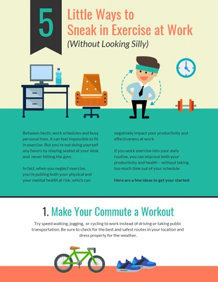 premium  Template: Infografica sull'esercizio fisico al lavoro