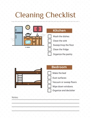 Free  Template: White And Brown Minimalist Illustration Cleaning Checklist