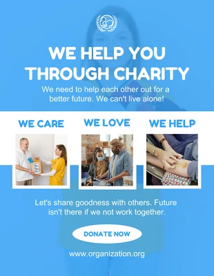 Free  Template: Folleto de ayuda a la donación Blue Simple