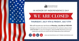 business  Template: Independence Day Holiday Closure LinkedIn Post