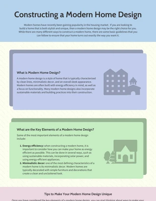 Free  Template: Constructing A Modern Home Design Infographic Template