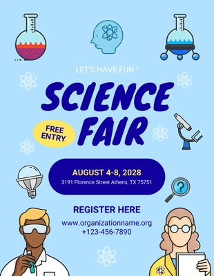 Baby Blue Playful Illustration Science Fair Poster