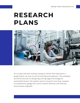 Free  Template: Clean Minimalist White And Blue Research Plan