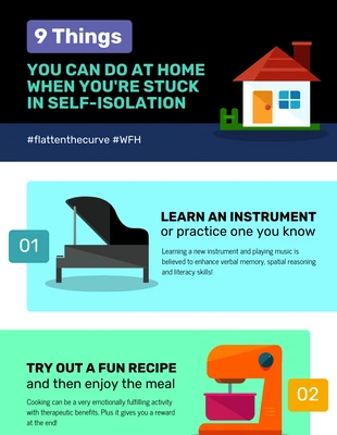 Free  Template: 9 Ways to Manage Self-isolation Infographic