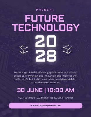 Free  Template: Poster Technologie future photo moderne violet foncé