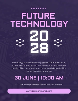 Free  Template: Dark Purple Modern Photo Future Technology Poster