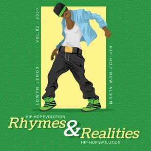 Free  Template: Capa divertida de álbum de hip-hop verde e amarelo