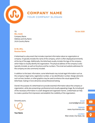 Free  Template: Blau und orange modern professionell kreativ Briefkopf Vorlage