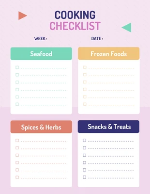 Free  Template: Bunte Checkliste zum Kochen
