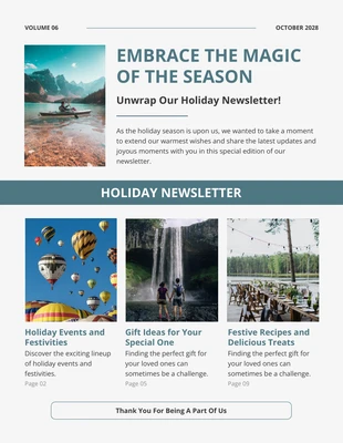 Free  Template: Green White Modern Minimalist Holiday Newsletter