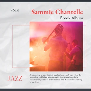Free  Template: غلاف ألبوم موسيقى الجاز الأبيض البسيط
