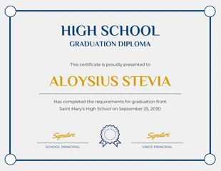 Free  Template: Light Gray And Navy Modern Diploma Certificate