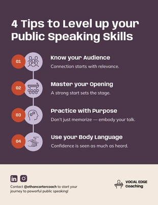 Free accessible Template: Public Speaking Tips Infographic List Template