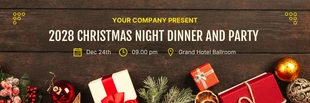 Free  Template: Brown Simple Modern Classic Phot Night Dinner Party Christmas Banner
