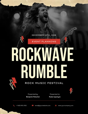 Free  Template: Black and Red Rock Music Veranstaltungsplan