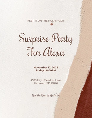 Free  Template: Beige Modern Aesthetic Texture Surprise Party Invitation