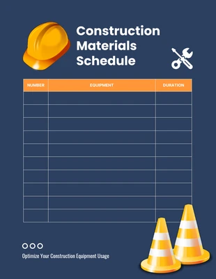 Free  Template: Modelo de cronograma de materiais de construção azul e laranja