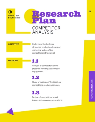 Free  Template: Simple Retro Yellow And Purple Research Plan