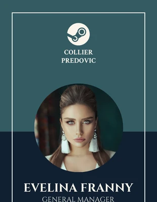 Free  Template: Teal And Navy Modern Manager Potrait ID Cards