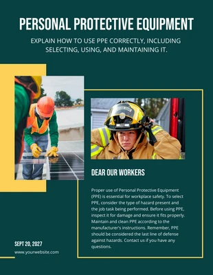 Free  Template: Dark Green And Yellow Personal Protective Equipment Newsletter