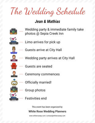 Simple Icon Wedding Schedule