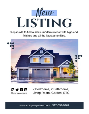 Free  Template: White New Property Listing Flyer Template