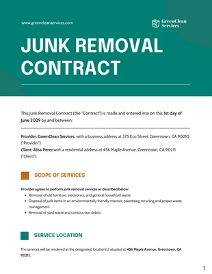 business  Template: Junk Removal Contract Template