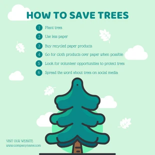 Free  Template: التوضيح الحديث الأخضر الفاتح كيفية حفظ لافتة شجرة Instagram