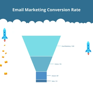 Free  Template: Blue And White Email Marketing Chart Funnel