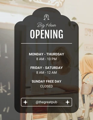 Free  Template: Minimalist Bar Opening Schedule Template