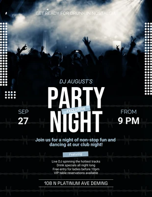 Free  Template: Poster bleu foncé d'un club Party Night