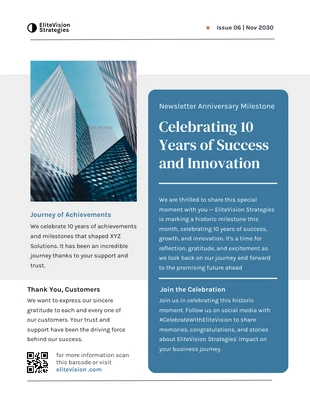 business  Template: Milestone Anniversary Newsletter
