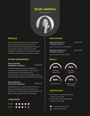 Free  Template: Black Neon and Pink Tech Resume