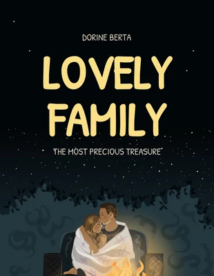 premium  Template: Capa de livro familiar com ilustração moderna em preto e amarelo