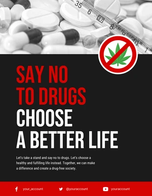 Free  Template: Black and Red Antri Drugs Campaign Poster