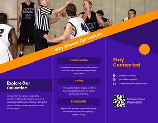 Purple Orange  Baskets Sport Tri-fold Brochure - Página 2