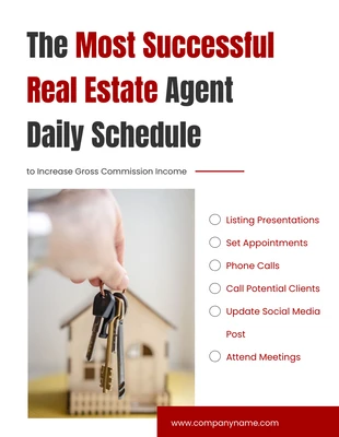 Free  Template: Modèle d'emploi du temps d'un agent immobilier en rouge et noir
