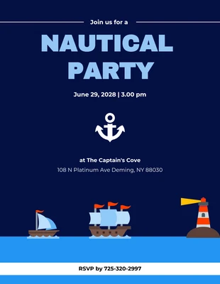 Free  Template: Ocean Blue And White Nautical Invitation