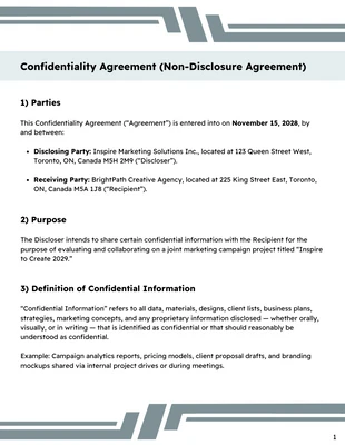 Free interactive Template: Vorlage für einen Vertraulichkeitsvertrag