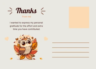 Beige Simple Aesthetic Owl Illustration Love Postcard - Página 2