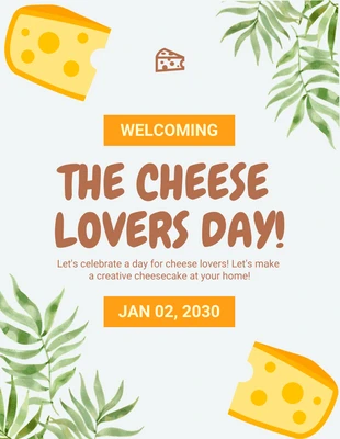 Free  Template: Flyer gris claro de estética moderna para amantes del queso