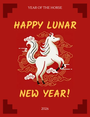 Free  Template: بطاقة تهنئة بمناسبة رأس السنة القمرية الجديدة