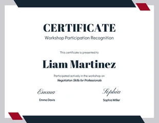 premium  Template: Certificado de Workshop Geométrico Minimalista Branco