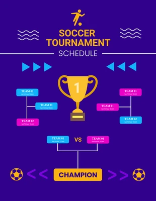 Free  Template: Modèle de calendrier de tournoi de football bleu, moderne et ludique
