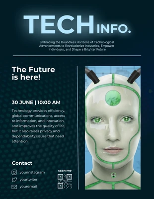 Free  Template: Dark Blue Technology Information Poster