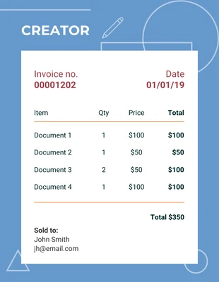 Free  Template: Blue Sketch Invoice