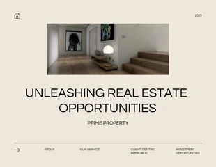 Free  Template: Presentación de listado de bienes raíces minimalista beige