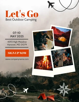 Free  Template: Grey Brown Camping Poster Template